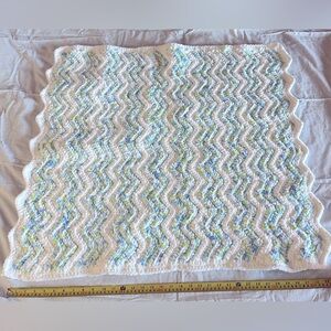 Handmade Crochet Chenille Crib Blanket pastel!‎ Dense and soft!
